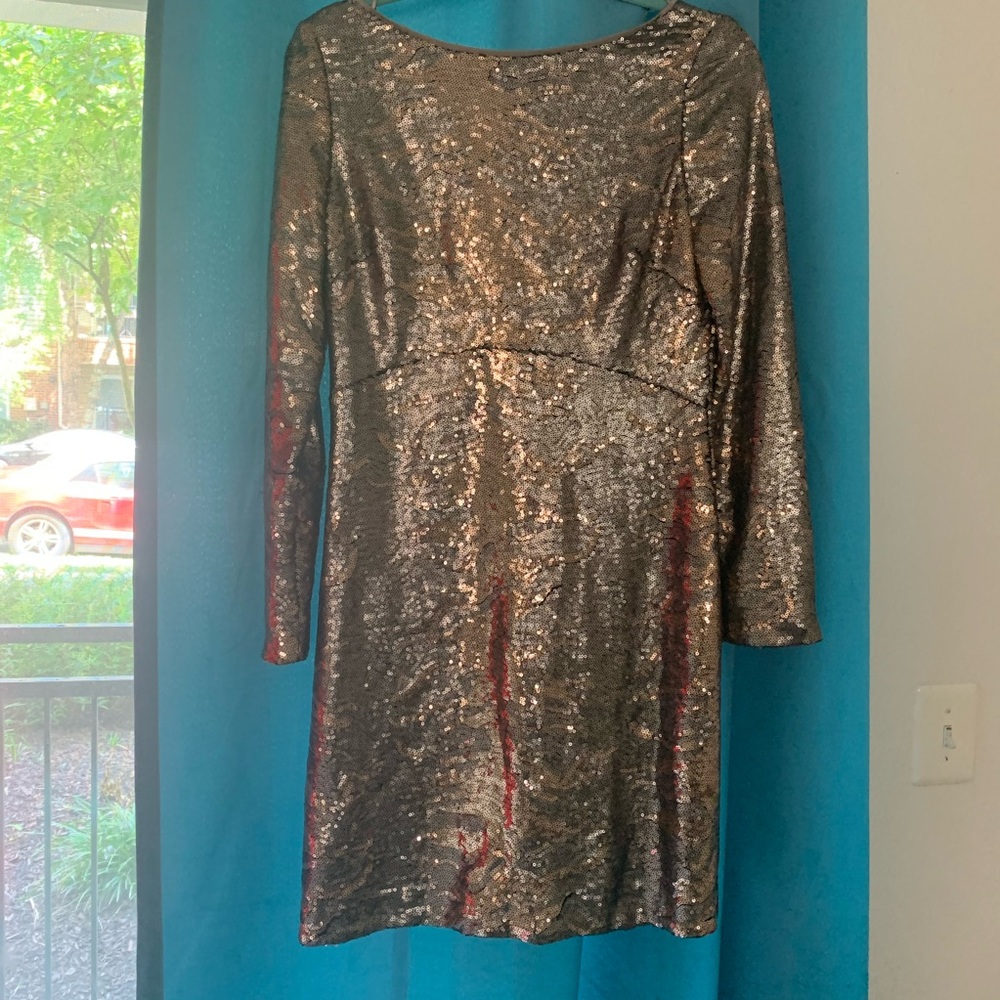 Jessica Simpson Long Sleeve V Back Sequin Dress
